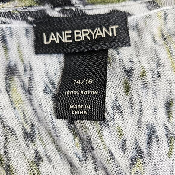 Lane Bryant Sleeveless Open Front Cardigan Vest Abstract Print Drape Hem 14/16 - Picture 9 of 11